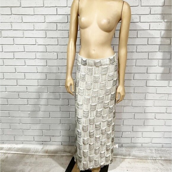 ASOS Edition Plaid Midi Skirt with Bead & Pearl Detailing - Size 14 - Picture 1 of 10